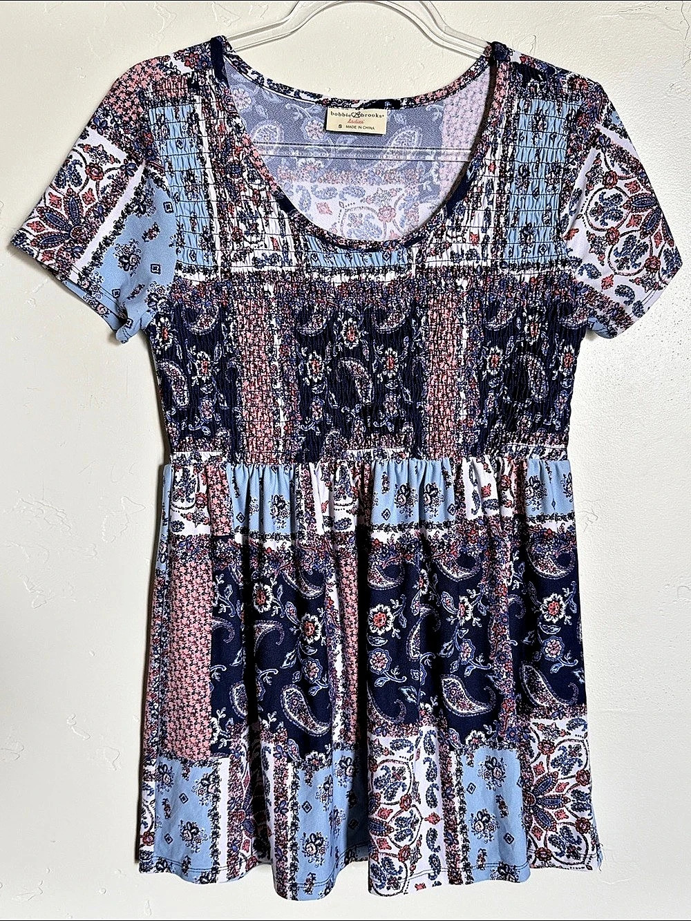 bobbie Brooks Paisley Tunic in Blue & Pink Size Small